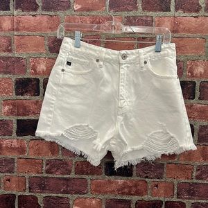 White denim shorts